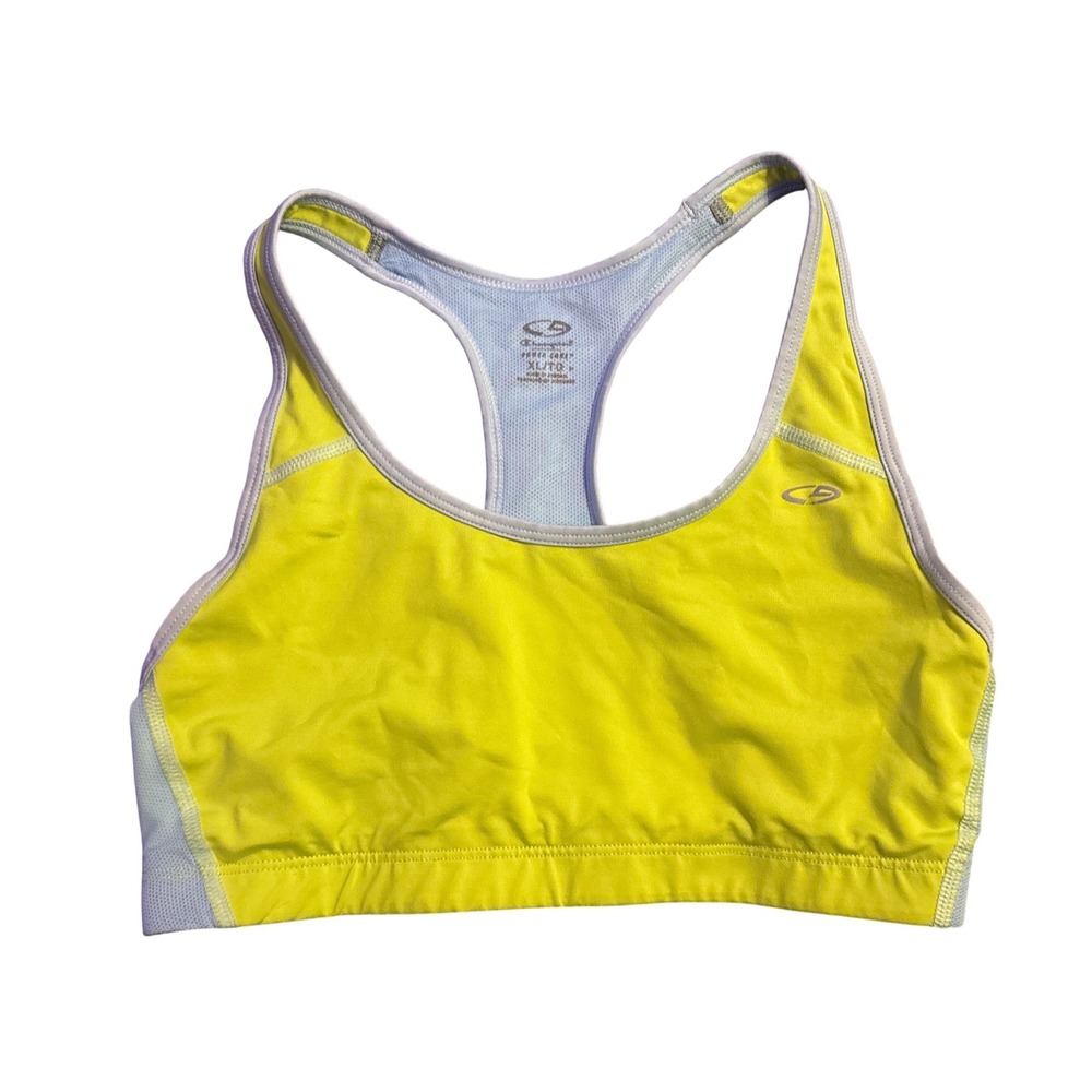 C9 by Champion Neon Yellow Baby Blue Racerback Sports Bra XL